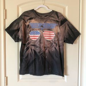 Top Gun Tshirt with Retro American flag glasses distressed